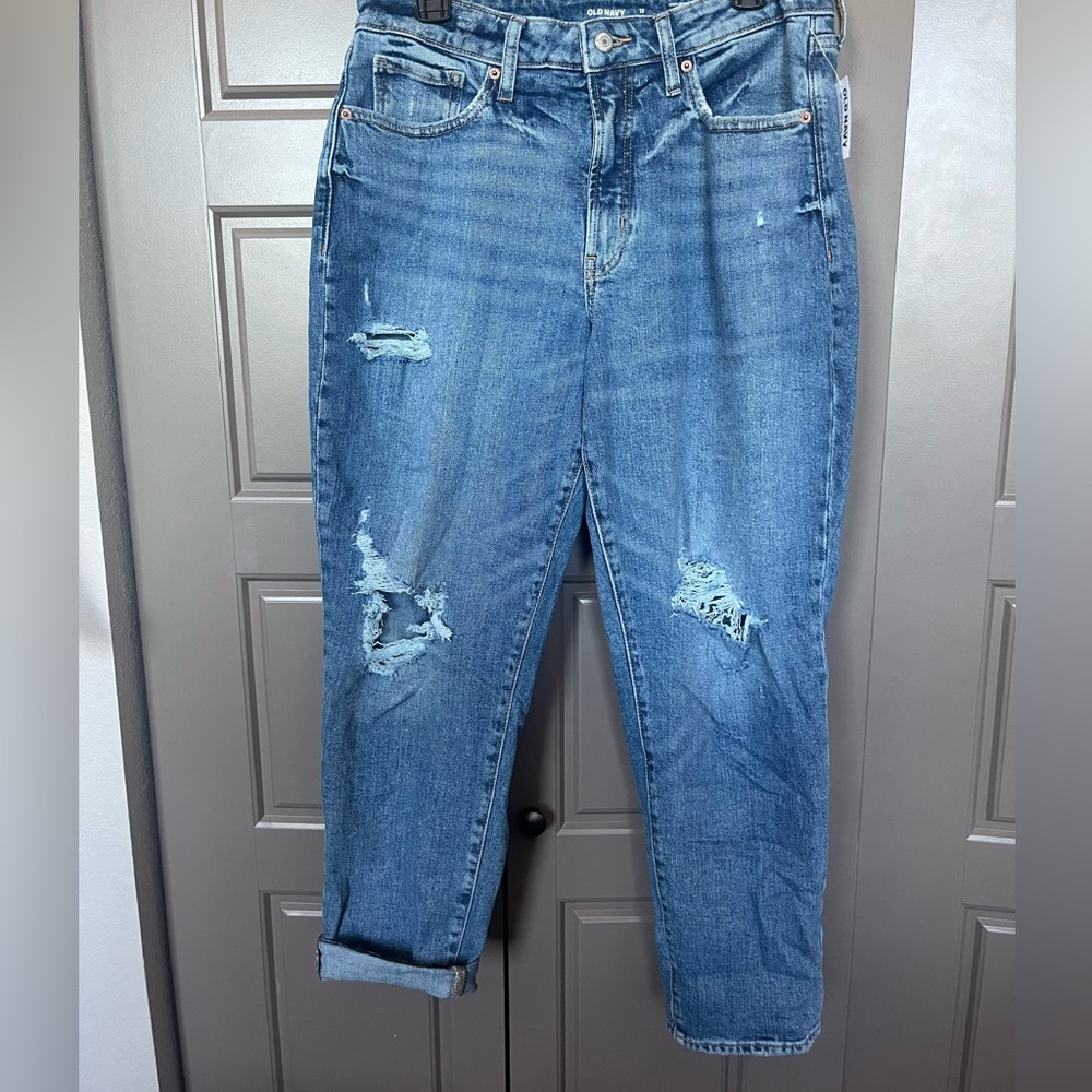 Old Navy High Rise Curvy OG Straight Distressed Jeans